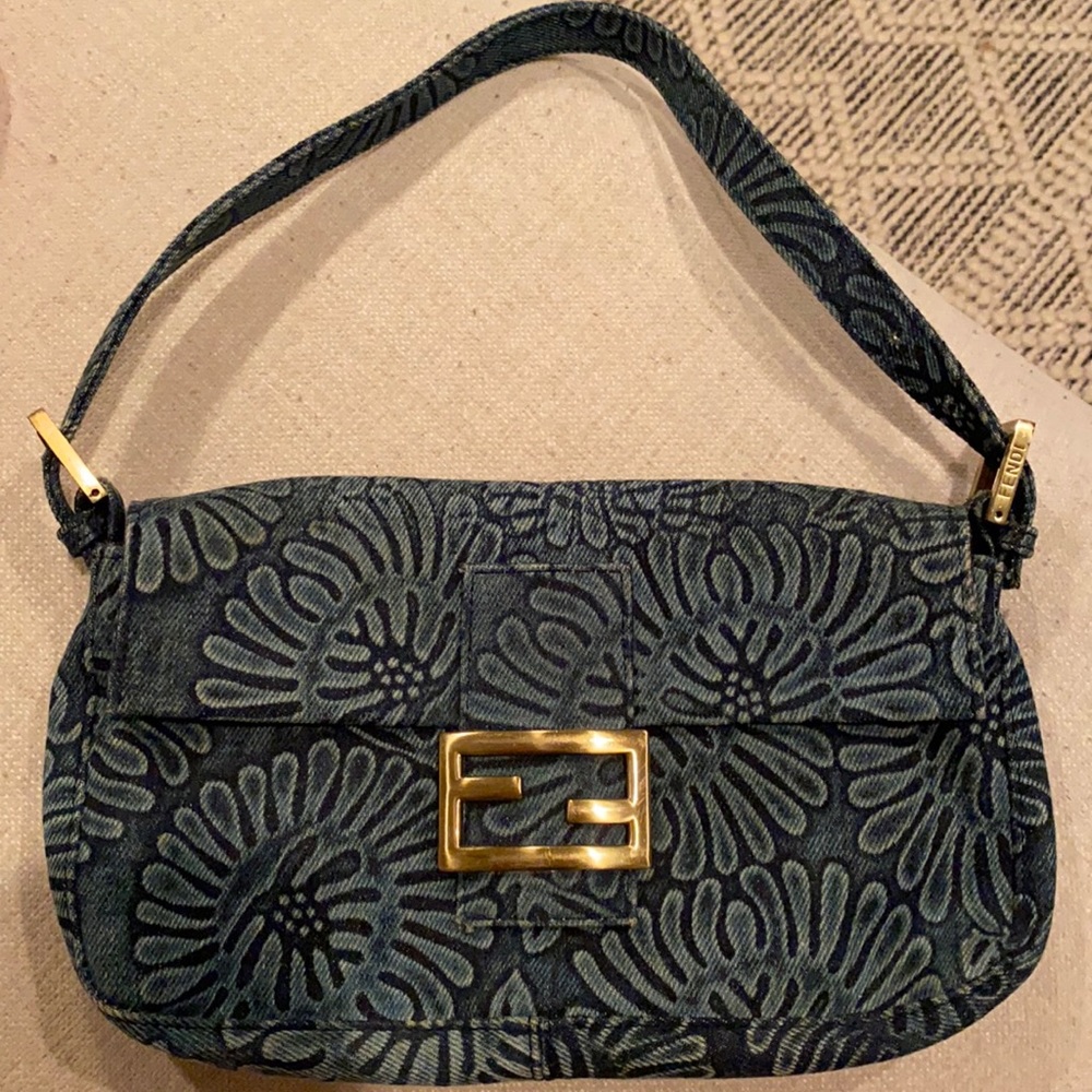 Fendi denim oyster bag - Vintage